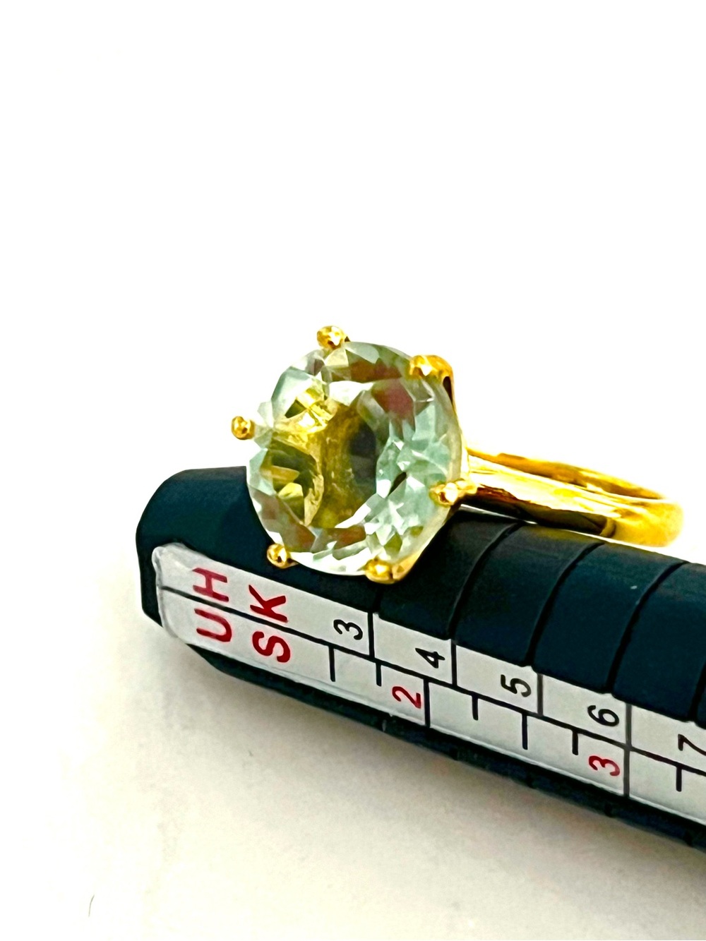 5ct Green Amethyst 14KGP Ring - Picture 2 of 4